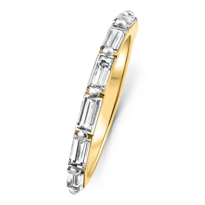 Pompeii3 1 Ct Emerald Cut Diamond East To West Wedding Stackable Ring 14k Gold Lab Grown In Multi