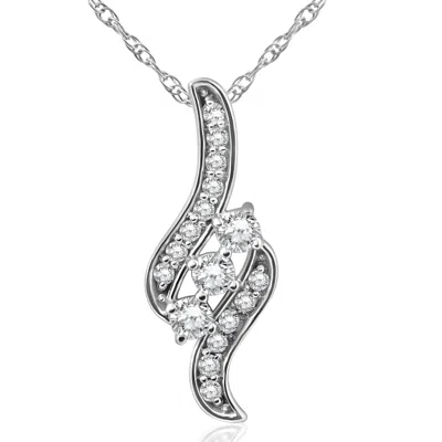 Pompeii3 1/3ct 3-stone Diamond Pendant 14 Kt White Gold W/ 18" Chain In Multi