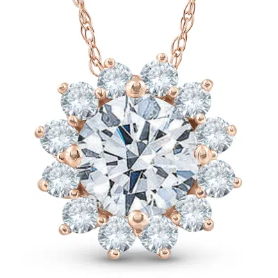Pompeii3 1 1/2 Ct Diamond (1ct Center) Halo Pendant 14k Rose Gold Womens Necklace In Multi