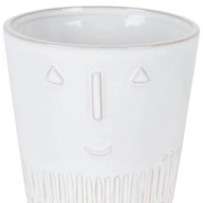 Homezia White Set Of Two Porcelain 4.4329 Ounce Round Pot Planter