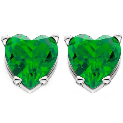 Pompeii3 1ct Emerald Heart Studs In 14k White, Yellow, Or Rose Gold Earrings In Multi