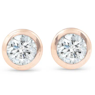 Pompeii3 1/3 Ctw 14k Rose Gold Diamond Bezel Martini Stud Earrings In Multi