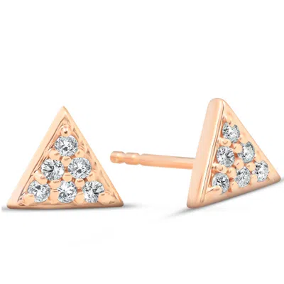 Pompeii3 14k Rose Gold Triangle Pave 1/10ct Diamond Spike Studs Womens Earrings In Multi