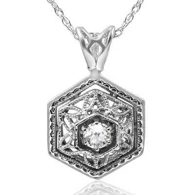 Pompeii3 Solitaire Ex3 Lab Grown Diamond Vintage Pendant 14k White Gold 17.65mm In Multi