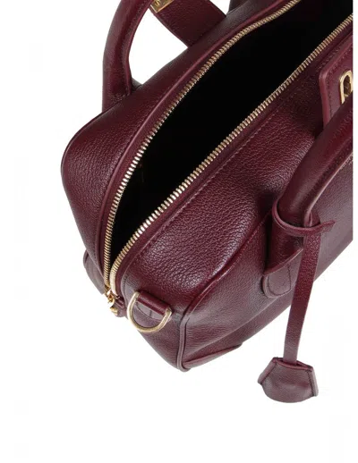 Shop Golden Goose Hammered Leather Handbag In Burgundy