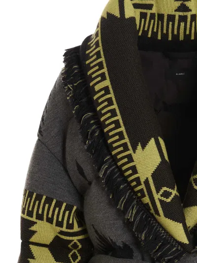 Alanui Icon Belted Fringed Quilted Wool-jacquard Down Jacket