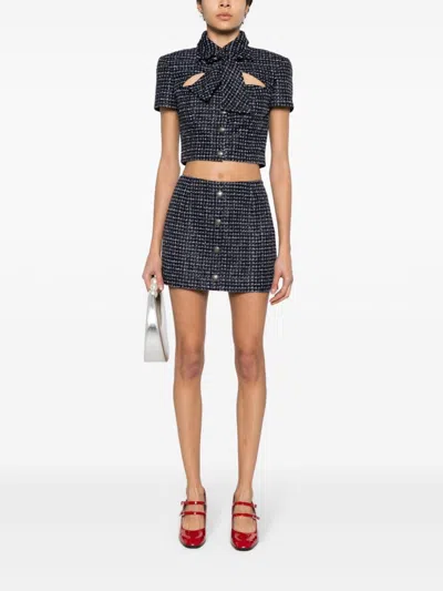 Alessandra Rich Women Sequin Checked Tweed Mini Skirt