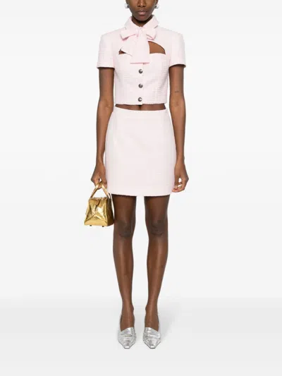 Alessandra Rich Checked Tweed Mini Skirt With Sequin Embellishment