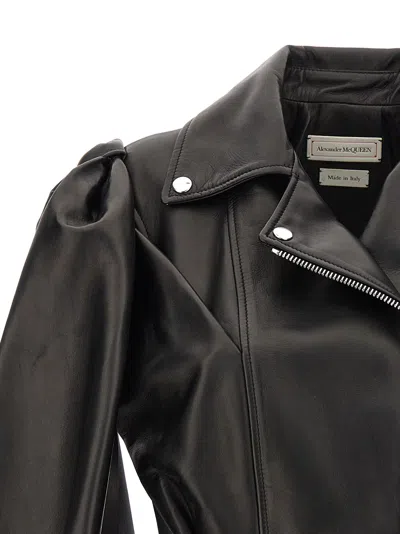 Alexander Mcqueen Women Sleeveless Leather Jacket With Knotted Drapery