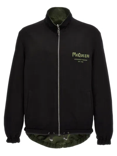 Alexander Mcqueen Graffiti Reversible Jacket In Green