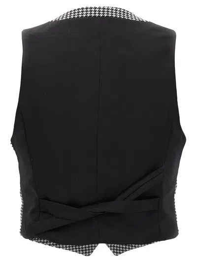 Alexandre Vauthier Houndstooth Pattern V-neck Sleeveless Waistcoat With Adjustable Back Strap