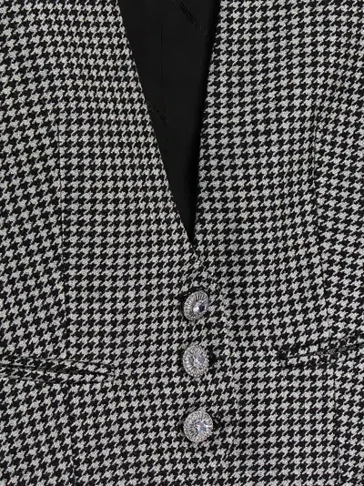 Alexandre Vauthier Houndstooth Pattern V-neck Sleeveless Waistcoat With Adjustable Back Strap
