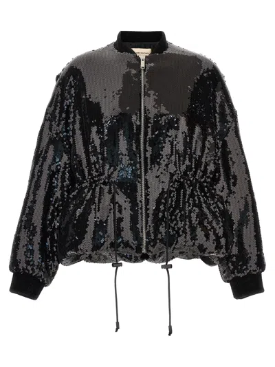 Alexandre Vauthier Black Sequin Bomber Jacket