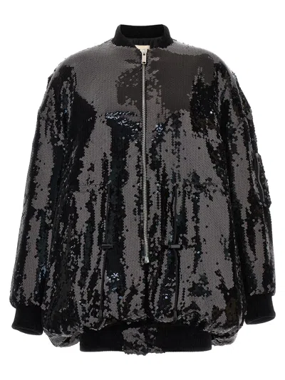 Alexandre Vauthier Black Sequin Bomber Jacket