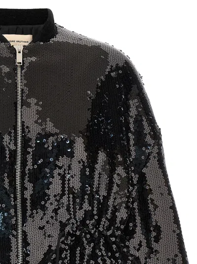 Alexandre Vauthier Black Sequin Bomber Jacket
