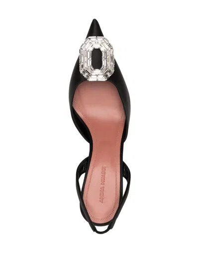 Shop Amina Muaddi Camelia Sling 60 Satin Pumps