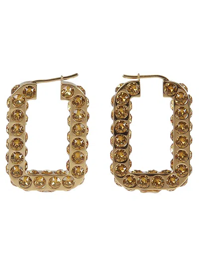 Amina Muaddi Gemstone Embedded Rectangular Hoop Earrings