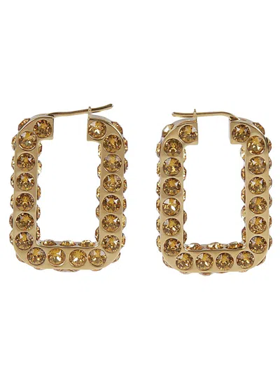 Amina Muaddi Gemstone Embedded Rectangular Hoop Earrings