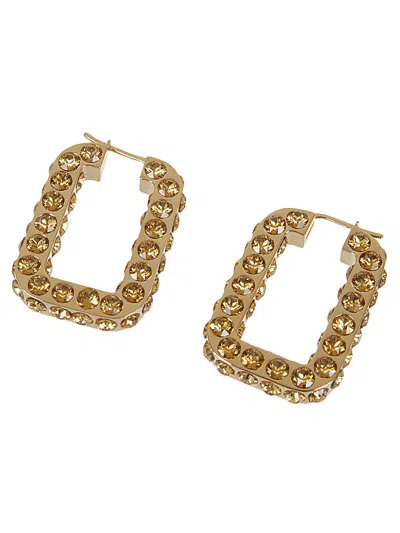 Amina Muaddi Gemstone Embedded Rectangular Hoop Earrings