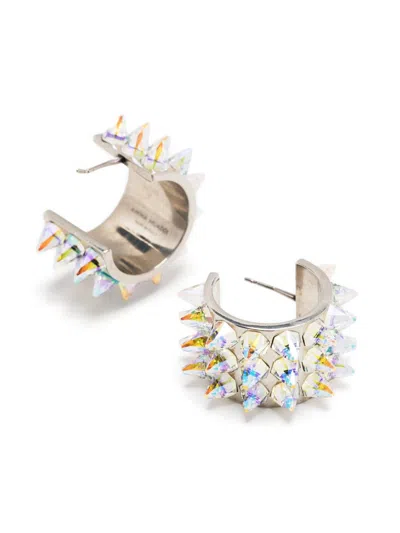 Amina Muaddi Small Hoop Earrings Spike Detailing