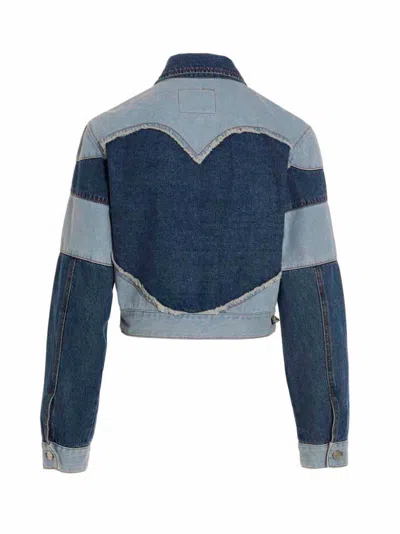 Andersson Bell 'mahina' Blue Denim Patchwork Jacket With Heart-shaped Detail