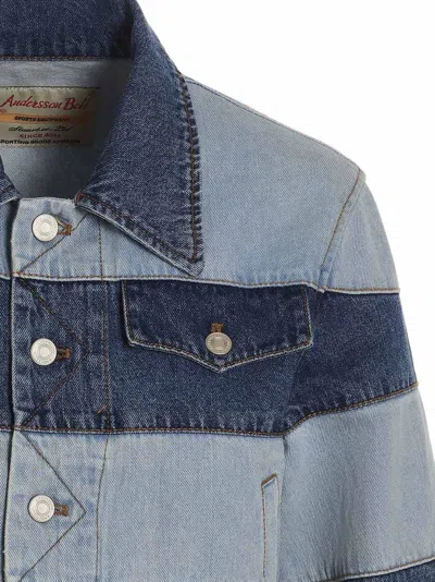 Andersson Bell 'mahina' Blue Denim Patchwork Jacket With Heart-shaped Detail
