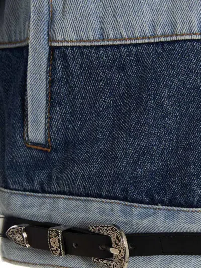 Andersson Bell 'mahina' Blue Denim Patchwork Jacket With Heart-shaped Detail