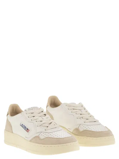 Autry White And Gold Leather And Suede Medalist Low Sneakers In White