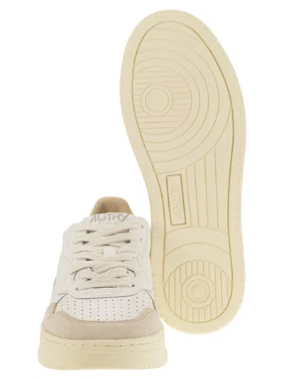 Autry White And Gold Leather And Suede Medalist Low Sneakers In White
