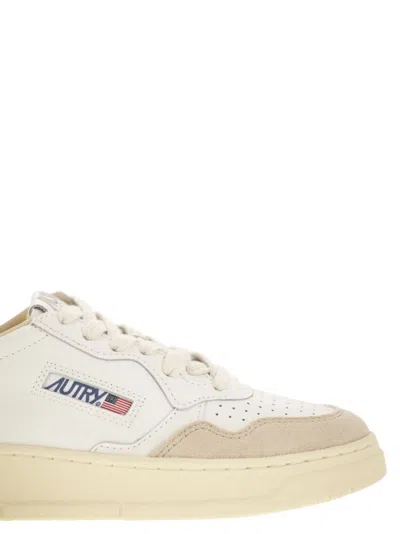 Autry White And Gold Leather And Suede Medalist Low Sneakers In White