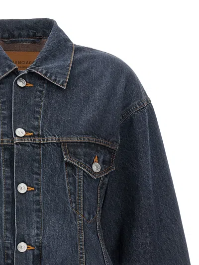 Balenciaga Denim Jacket With Adjustable Waist And Multiple Pockets