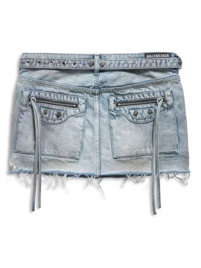 Balenciaga Studded Denim Cagole Mini Skirt