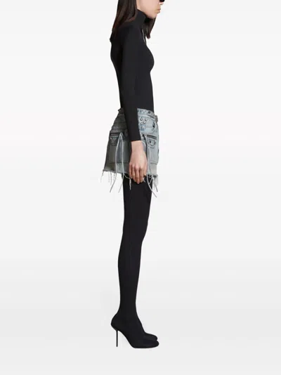 Balenciaga Studded Denim Cagole Mini Skirt