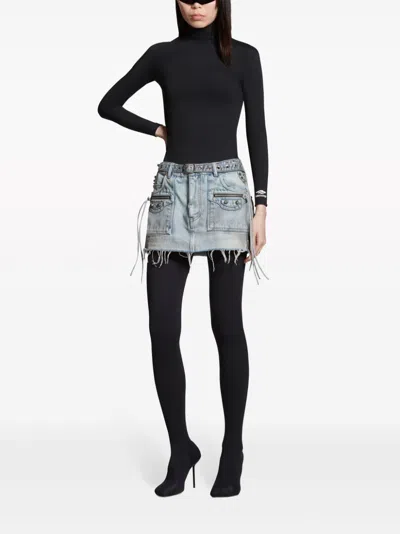 Shop Balenciaga Cagole Denim Mini Skirt