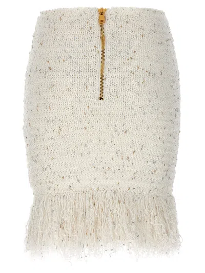 Shop Balmain 'fringed Tweed' Skirt