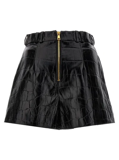 Shop Balmain Croco Print Shorts