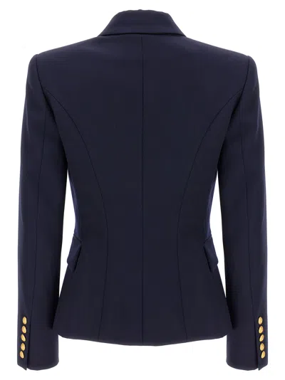 Shop Balmain Double Breasted Blazer With Logo Buttons