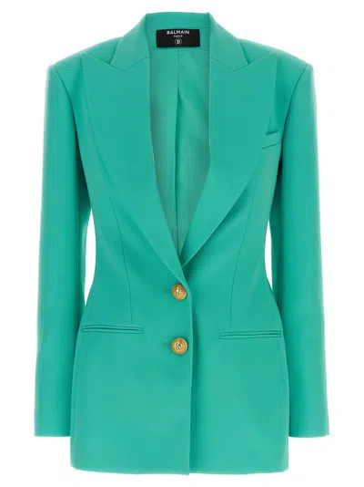 Balmain Tailored Long Sleeve Wool Blazer Minidress
