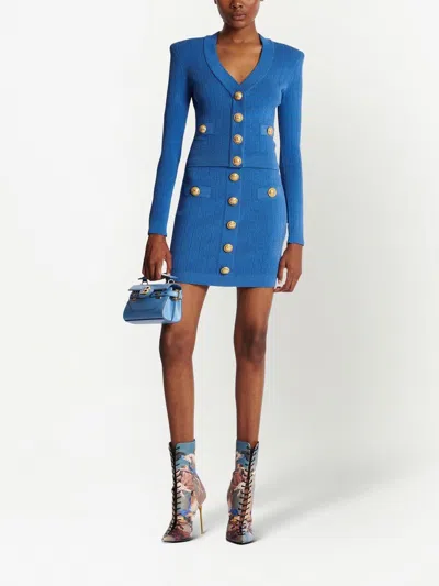 Balmain Knitted Mini Skirt With Decorative Buttons