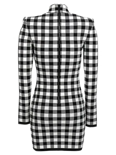 Balmain Mini Dress With Embroidered Checkered Pattern