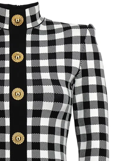 Balmain Mini Dress With Embroidered Checkered Pattern