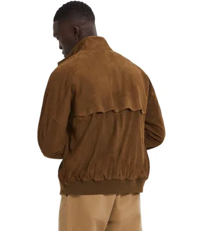 Baracuta Long-sleeved Leather Jacket In Gray