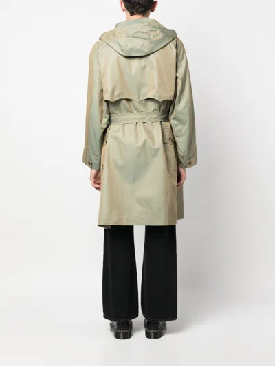 Baracuta Waist Belt Hooded Parka With Side Pockets In Green