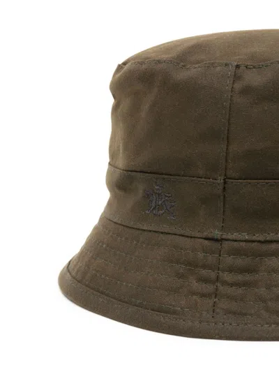 Baracuta Logo-embroidered Waxed-cotton Bucket Hat