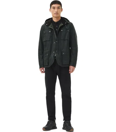 Shop Barbour International Auto Wax Sage Green Hooded Jacket