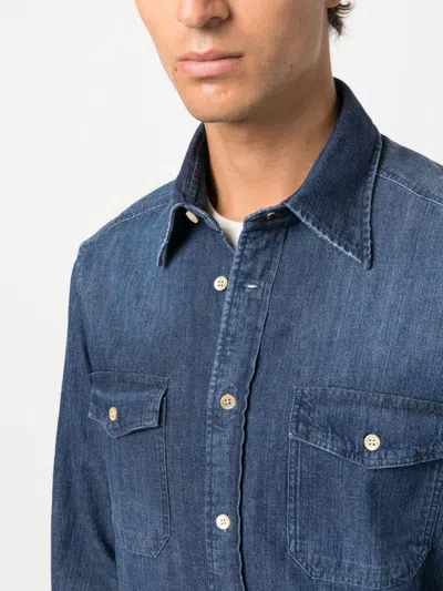 Boglioli Men's Denim Button-down Shirt In Blue For Fw23