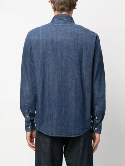 Boglioli Men's Denim Button-down Shirt In Blue For Fw23