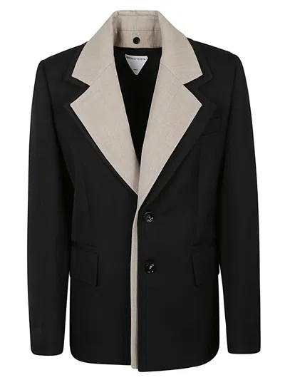 Shop Bottega Veneta Contrasting Collar Wool Jacket