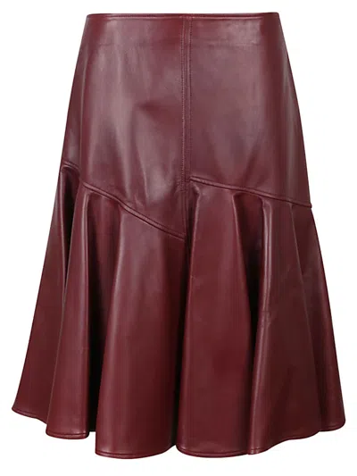 Bottega Veneta Gathered Leather Midi Skirt