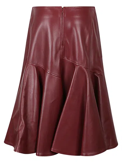 Bottega Veneta Gathered Leather Midi Skirt